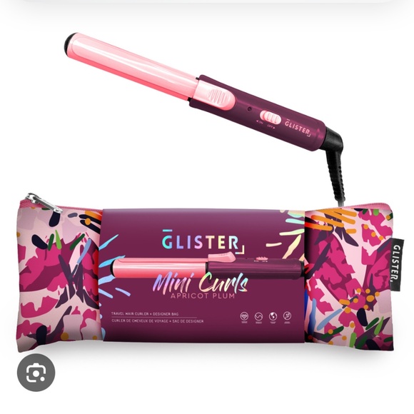 GLISTER "Curling iron with carrying pouch in pink and maroon" - Picture 1 of 6